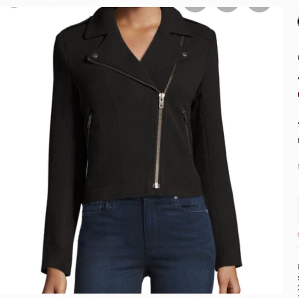 Catherine Malandrino Black Asymmetrical Zip Bomber Jacket